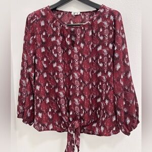 Women's Burgundy Patterned Top